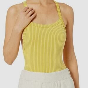 Astr The Label Women's Yellow Sleeveless Cross Back Camden
Bodysuit Size M